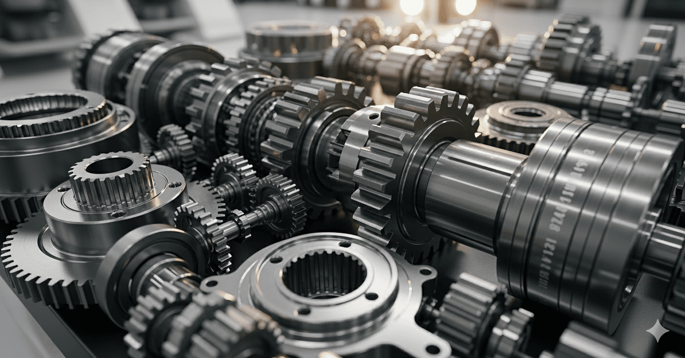 Industrial gears representing precision manufacturing and defense contracting